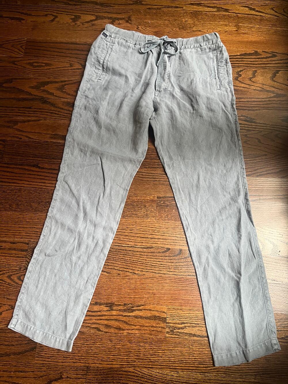 Citizens of Humanity Mens Large 100% Linen Drawstring Deck Pants Grey USA Made
